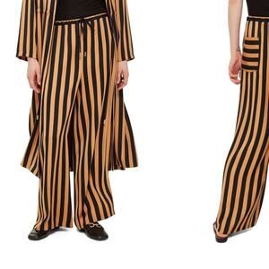 TOPSHOP Striped Satin Wide Leg Drawstring Pants size 2